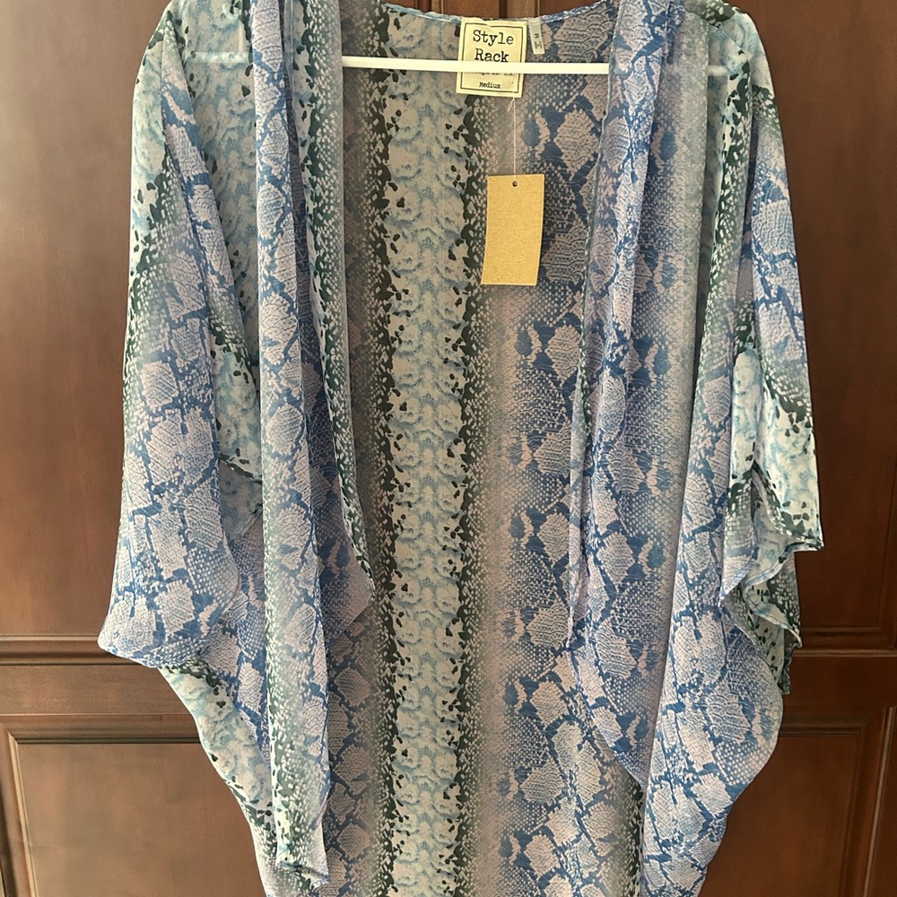 Blue Snake Print Kimono